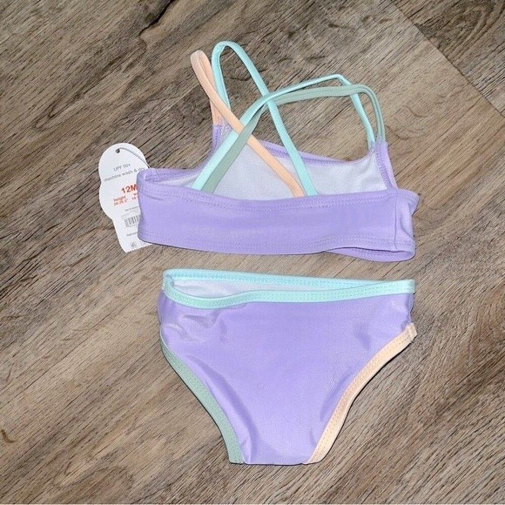NWT Wonder Nation Baby Girl 2pc Bikini Size 12M Purple Lavender Sky - Picture 5 of 6